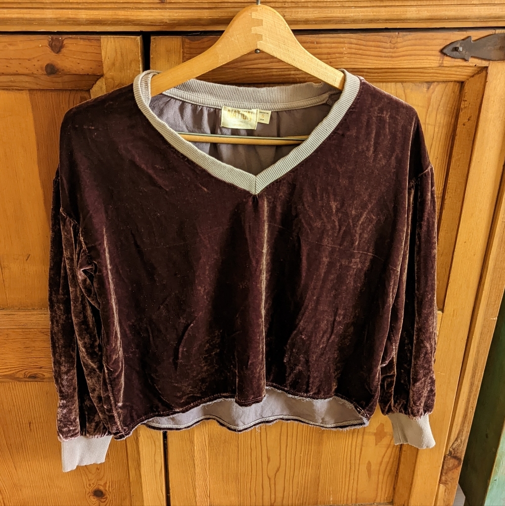 Velour Cropped V, raisin, Nation LTD, women's  small